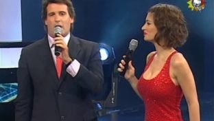 Carla Conte in a hot and sexy dress on tv (big chested brunette)