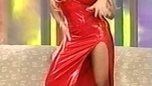 Alejandra Pradon busty cleavage in a red hot dress