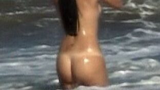 Paz Tarragona fully naked on a nude beach