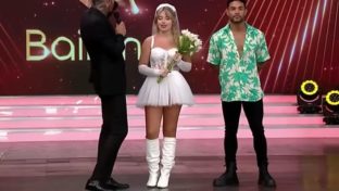 Coty Romero novia sexy en minifalda de tul cuarteto Bailando 2023 damageinc famosas