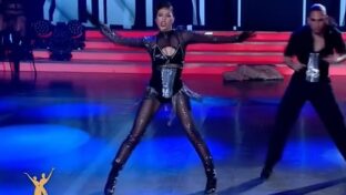 Anabel Sánchez escote catsuit negro Bailando 2023 damageinc famosas