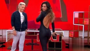 Cinthia Fernández desfila culo en catsuit negro LAM TV damageinc famosas