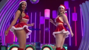 Johuwy Behnke y Melody Bareiro vestidas de Papa Noel mostrando el culo en Pasión de Sábado TV damageinc videos